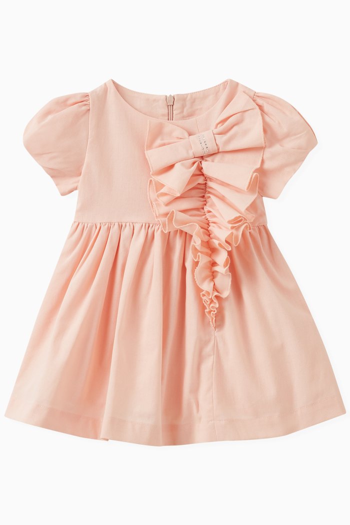 

Puff-sleeve Dress in Cotton, Orange