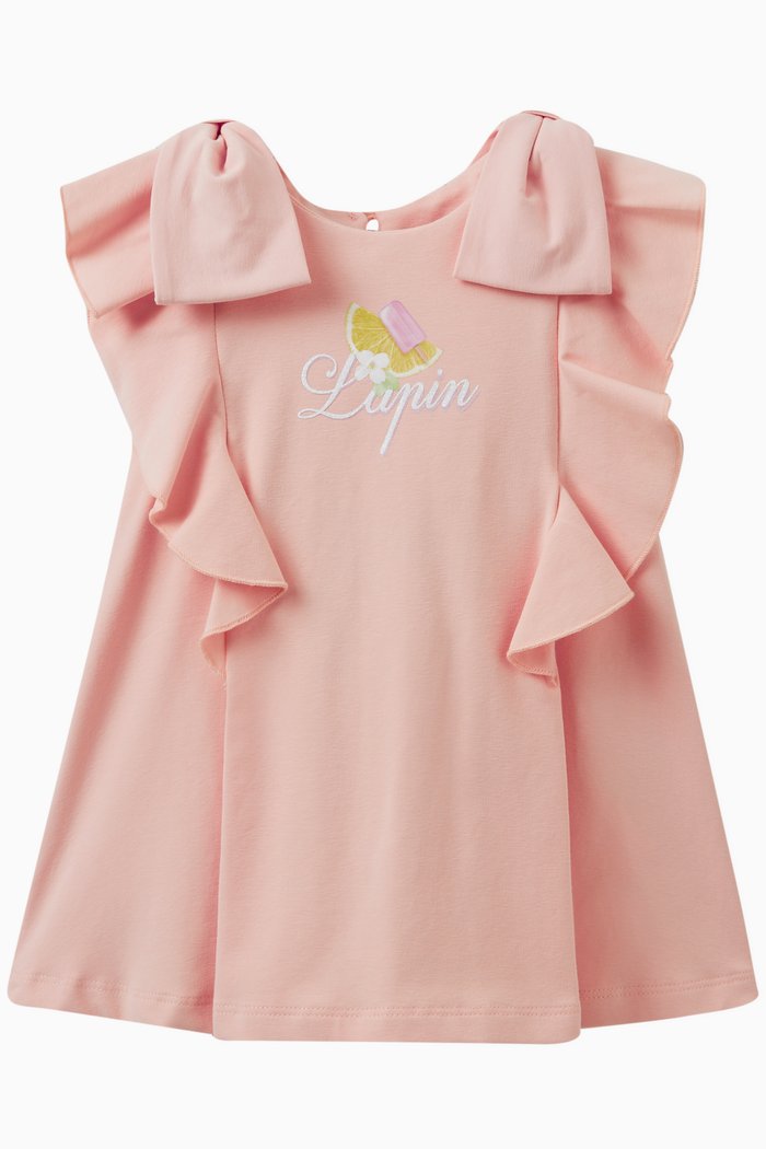 

Frilled Logo Dress in Cotton, Orange