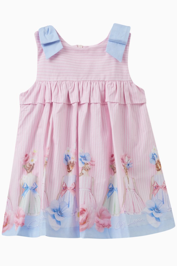 

Ruffled Floral Dress in Cotton, Pink