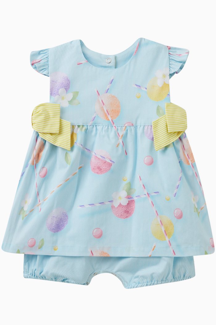 

Striped Candy Romper in Cotton, Blue