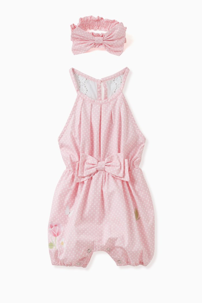 

Polka-dot Romper Set in Cotton, Pink