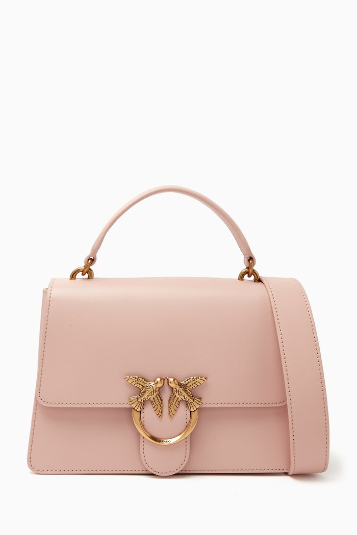 

Classic Love Top Handle Bag in Leather, Pink