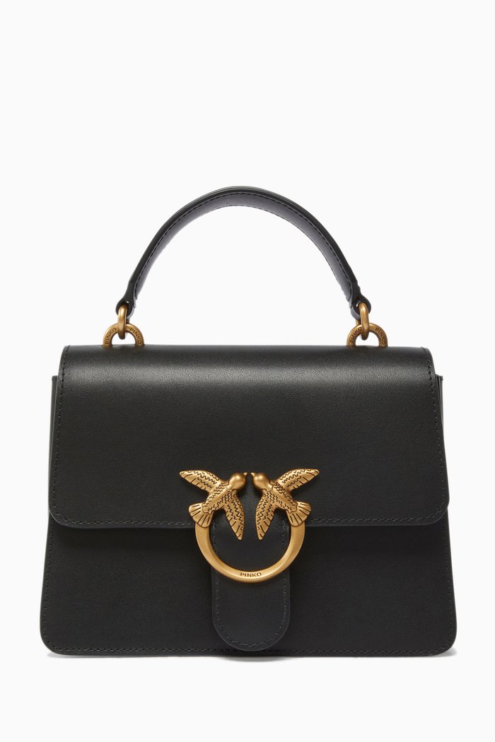 

Mini Love Top Handle Bag in Leather, Black