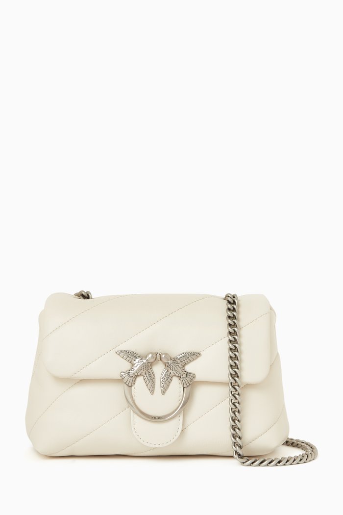 

Mini Love Puff Bag in Maxi Quilted Nappa, White