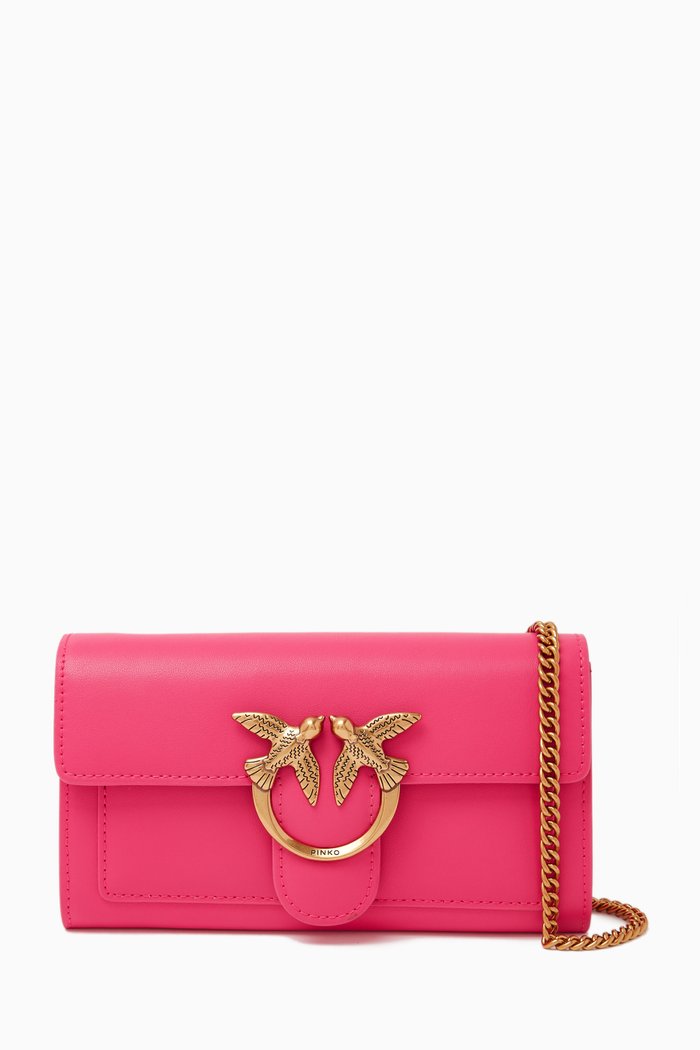

Love Icon Chain Wallet in Leather, Pink