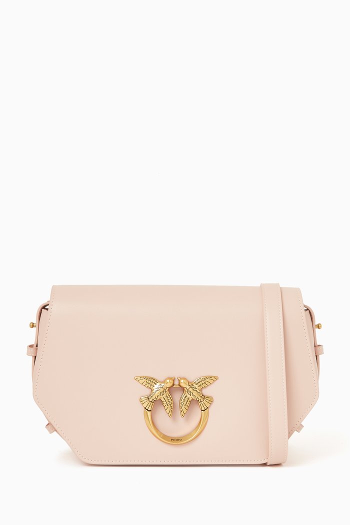

Love Click Hexagon Bag in Leather, Pink