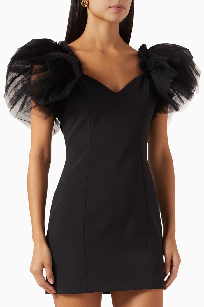 

Barbados Mini Dress in Tulle & Crepe, Black