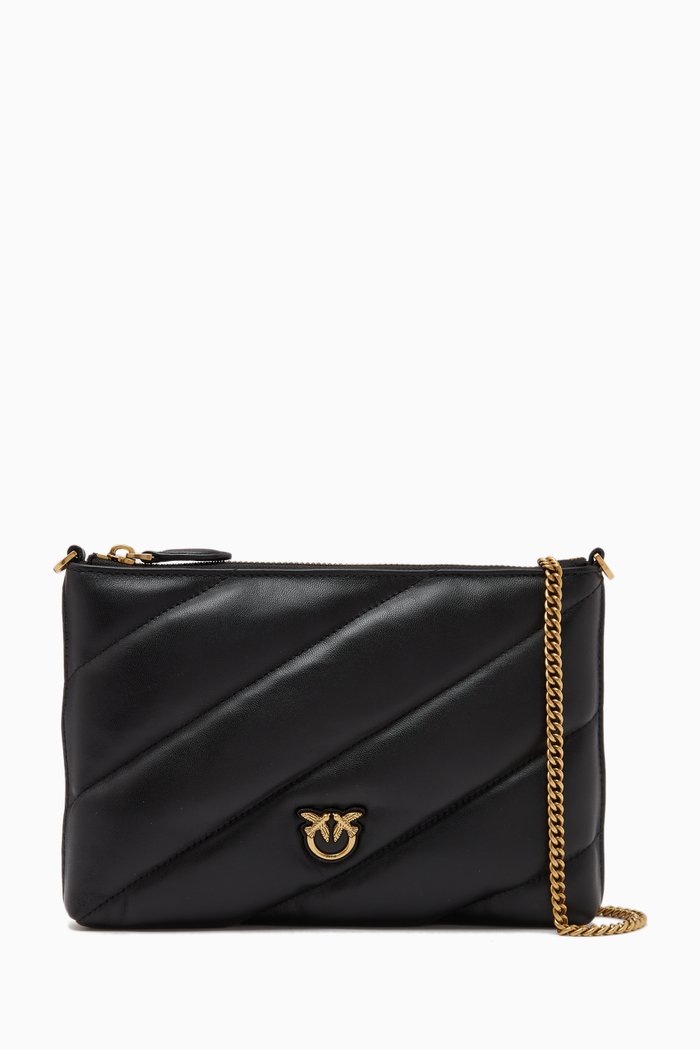 

Flat Pouch Bag in Chevron Nappa, Black