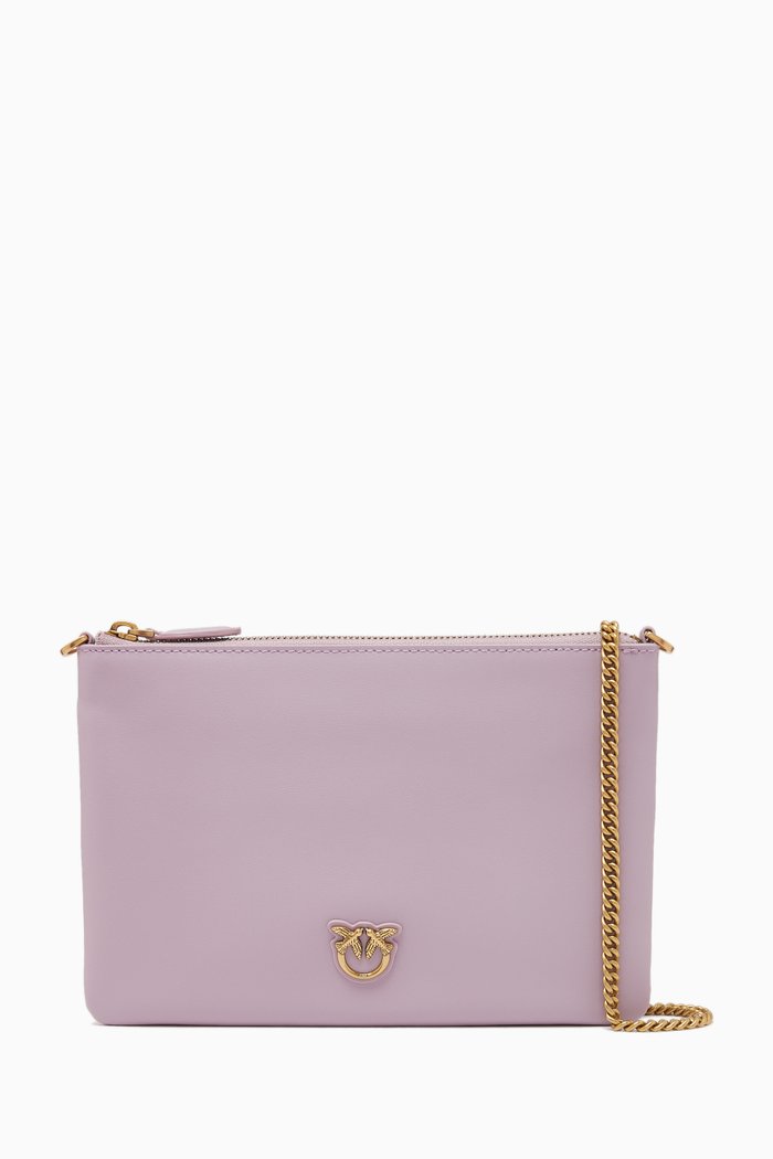 

Flat Love Bag in Leather, Purple
