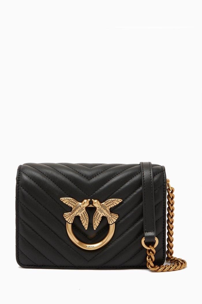 

Mini Love Click Bag in Chevron Leather, Black