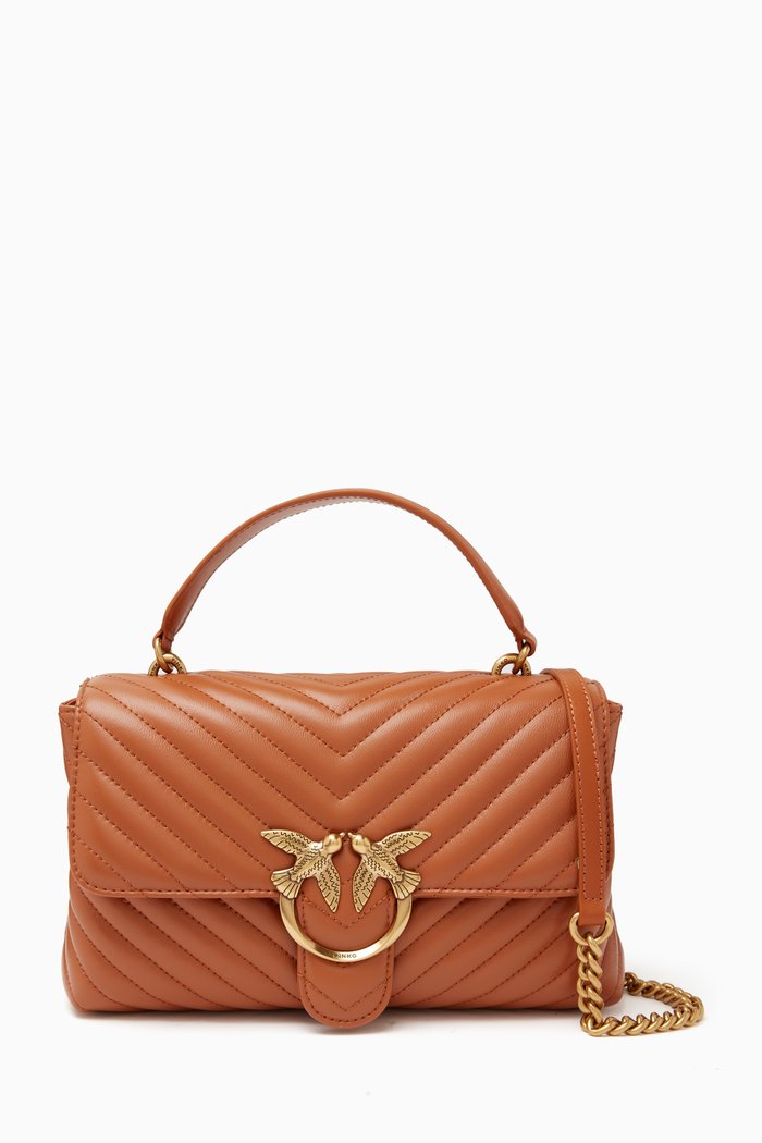 

Love Lady Puff Top Handle Bag in Chevron Leather, Gold