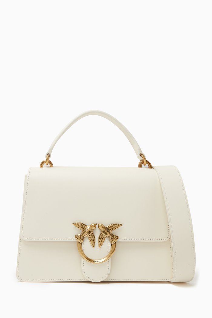 

Classic Love Top Handle Bag in Leather, White