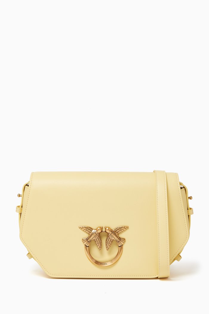

Love Click Hexagon Bag in Leather, Yellow