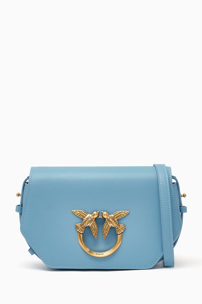 

Mini Love Click Hexagon Bag in Leather, Blue