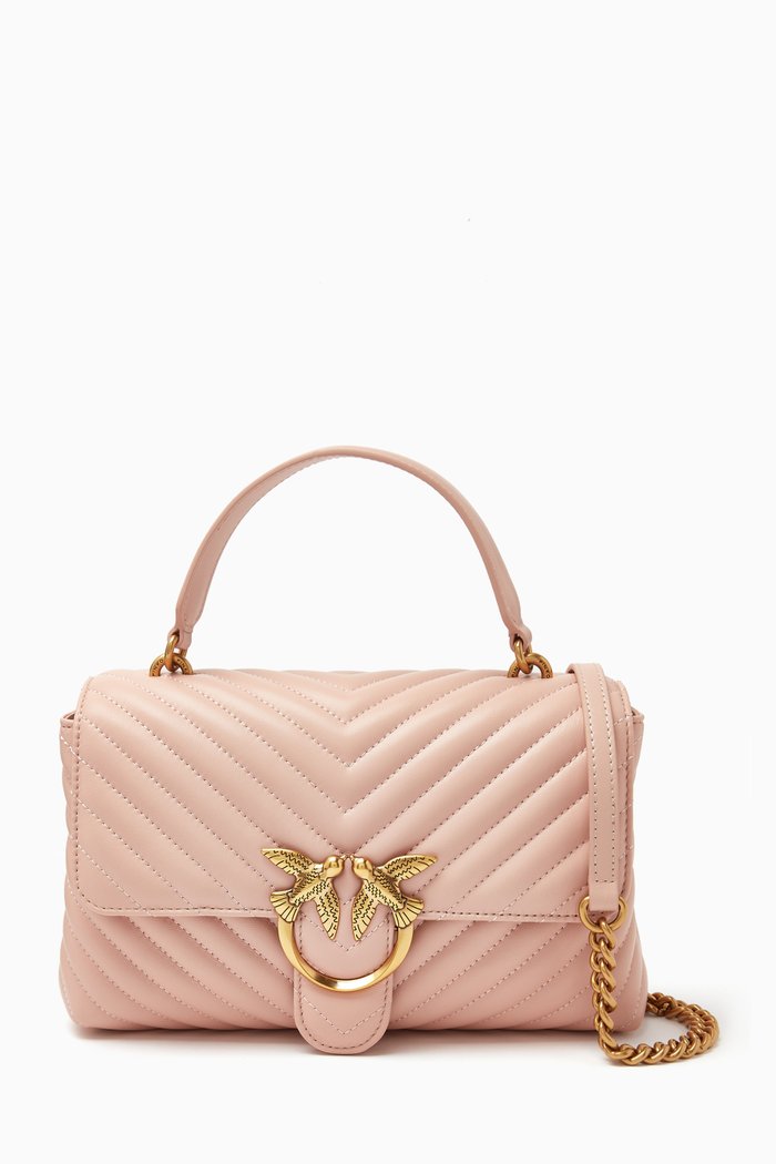 

Love Lady Puff Top Handle Bag in Chevron Leather, Pink