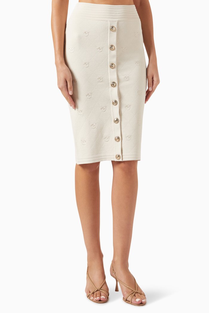 

Oviedo Midi Skirt in Pique-knit Jacquard, Neutral