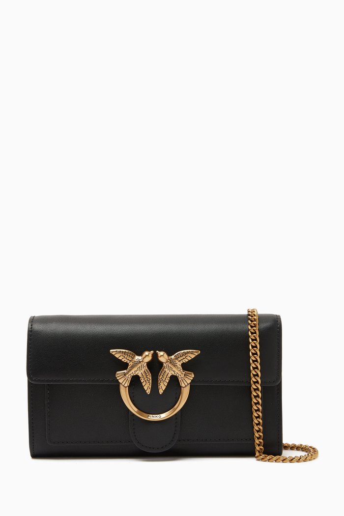 

Love Icon Chain Wallet in Leather, Black