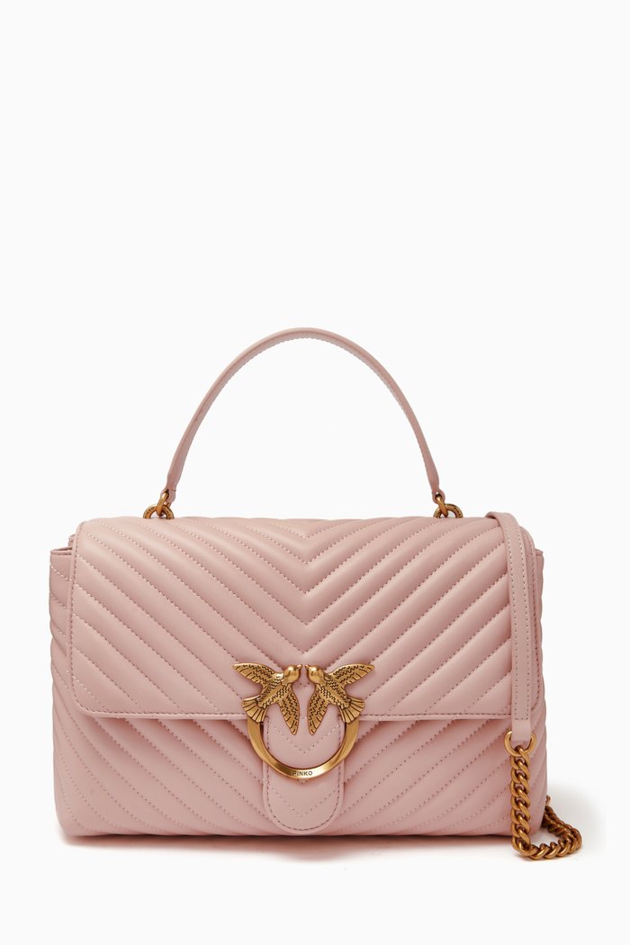 

Classic Lady Love Puff Bag in Chevron Leather, Pink