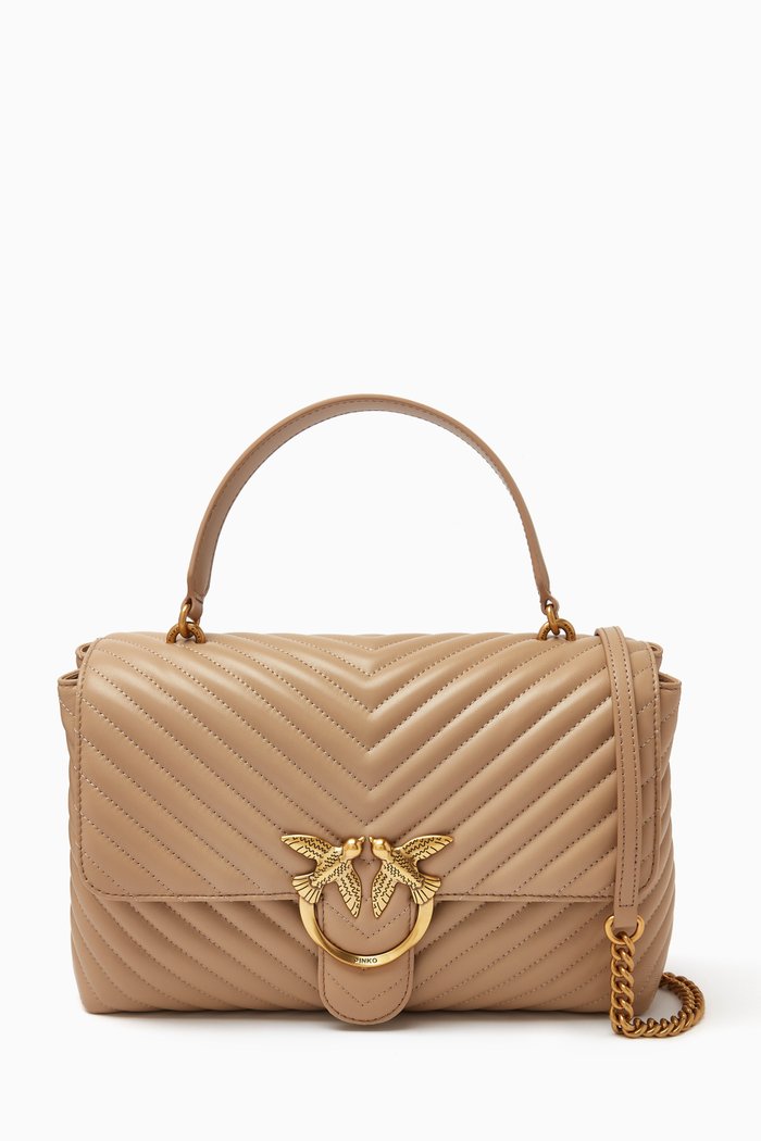 

Classic Lady Love Puff Bag in Chevron Leather, Neutral