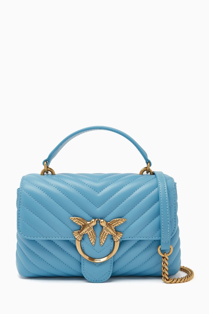 

Love Lady Puff Top Handle Bag in Chevron Leather, Blue