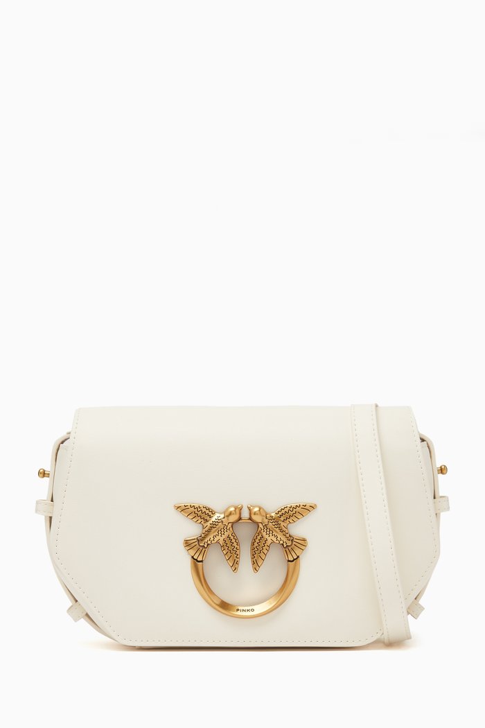 

Mini Love Click Hexagon Bag in Leather, White