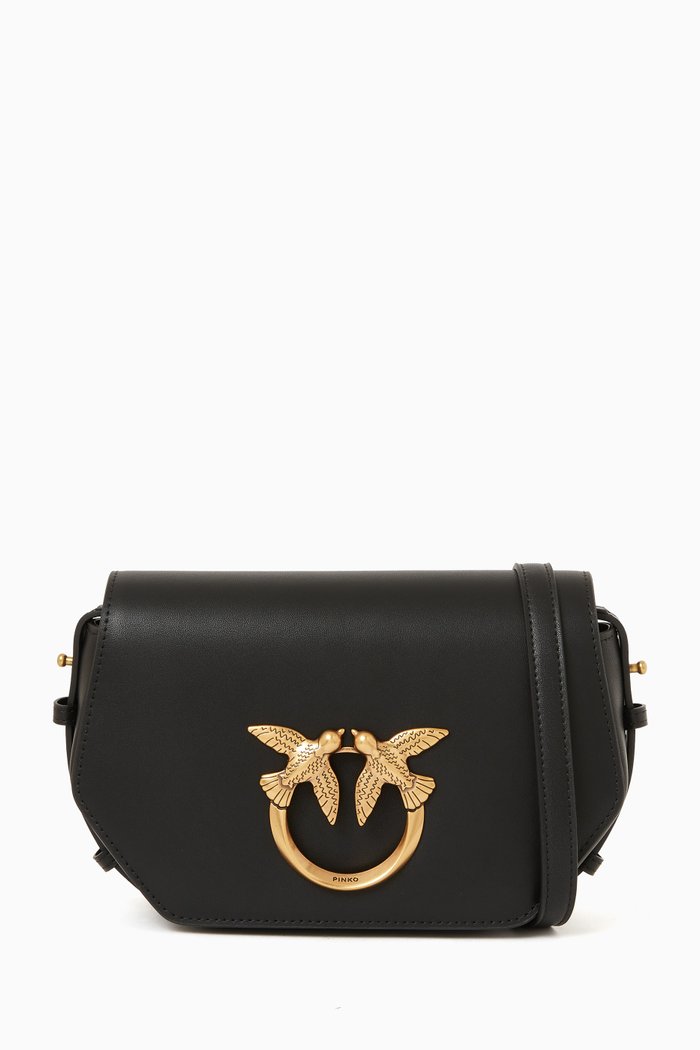 

Love Click Hexagon Bag in Leather, Black