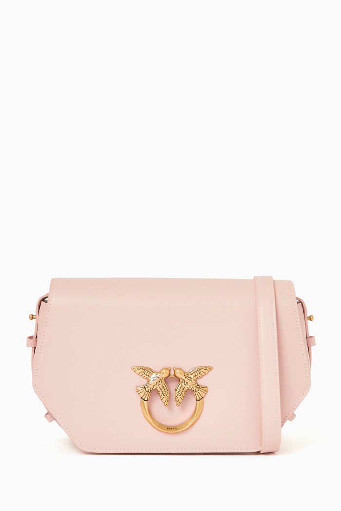 

Mini Love Click Hexagon Bag in Leather, Pink