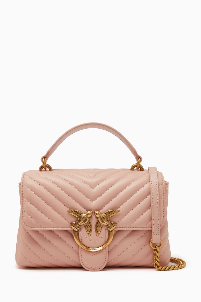 

Love Lady Puff Top Handle Bag in Chevron Leather, Pink