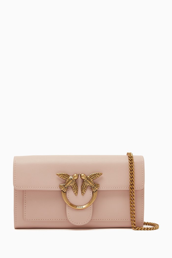

Love Icon Chain Wallet in Leather, Pink