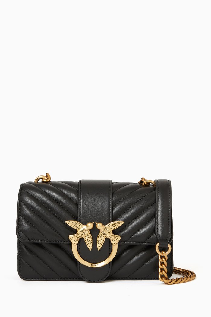 

Mini Love Icon Bag in Chevron Nappa, Black