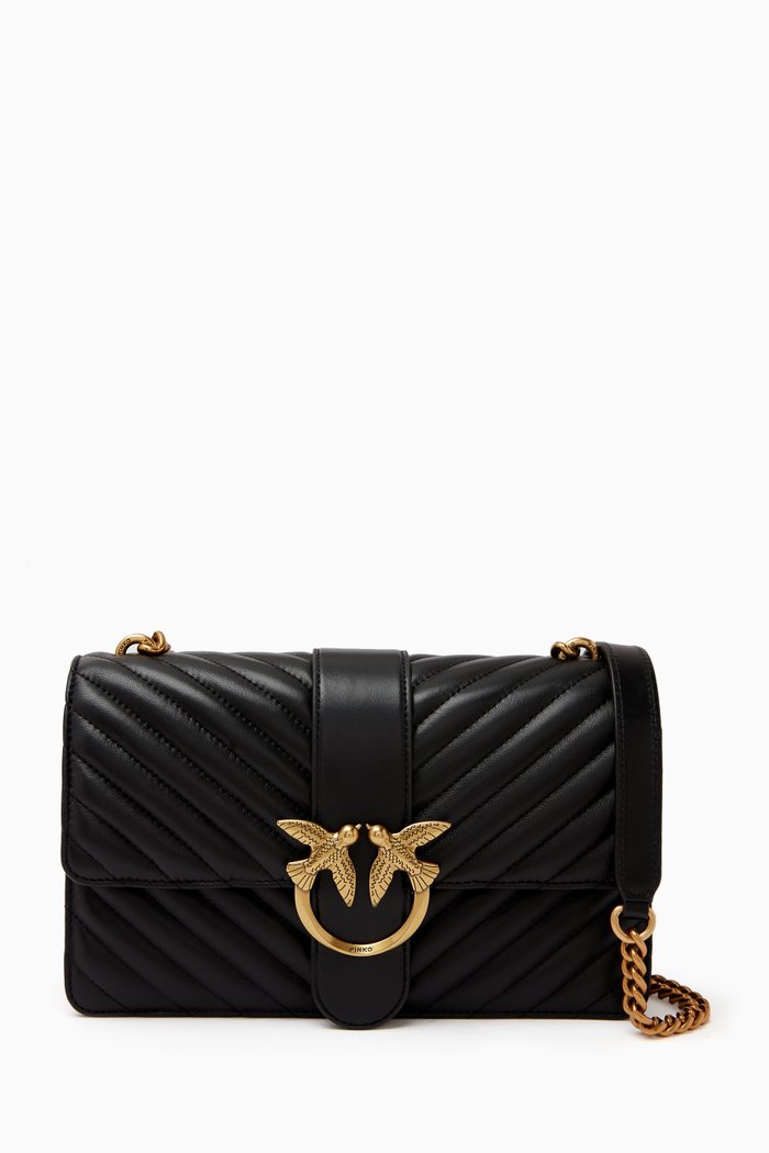 

Classic Love Icon Bag in Chevron Leather, Black