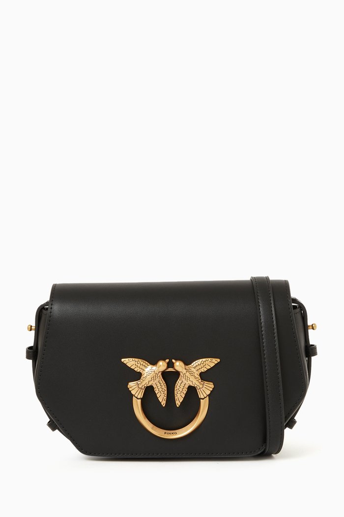 

Mini Love Click Hexagon Bag in Leather, Black