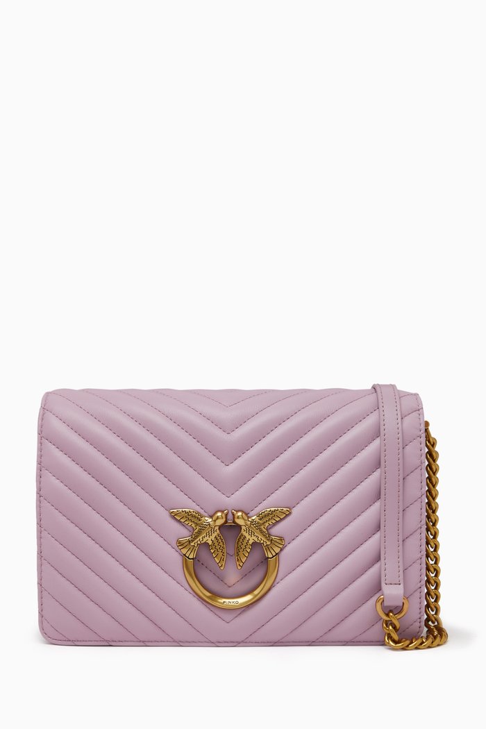 

Classic Love Click Bag in Chevron Leather, Purple