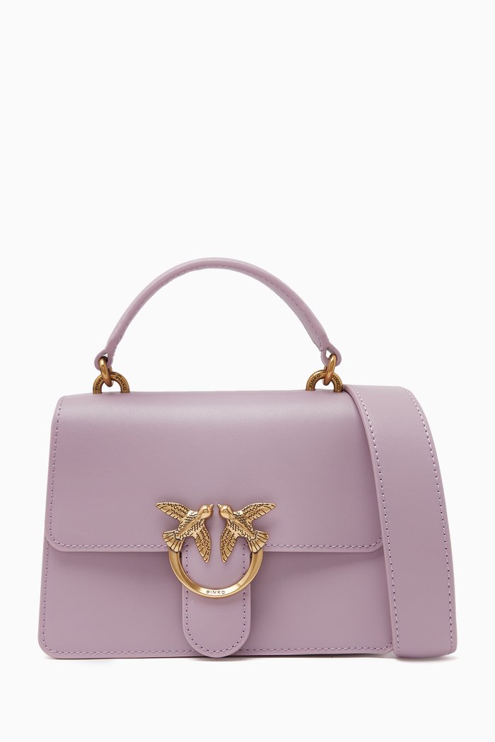 

Mini Love Top Handle Bag in Leather, Purple