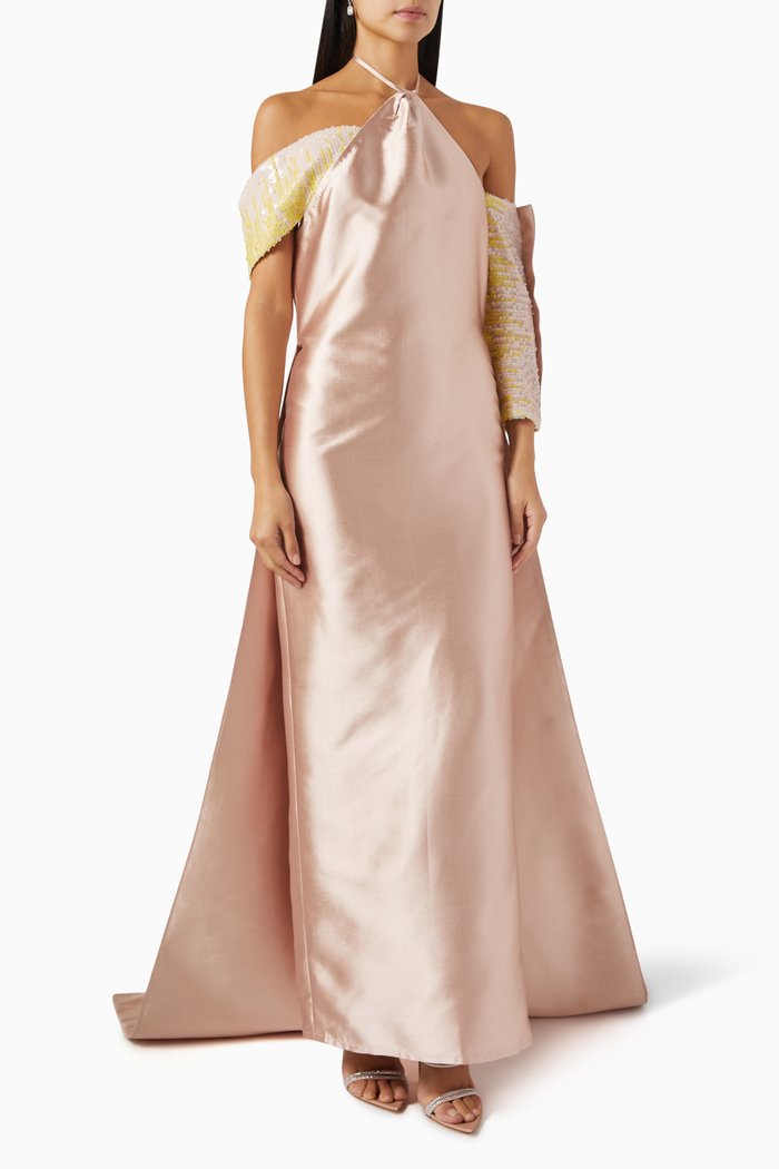 

Halterneck Gown in Satin, Pink