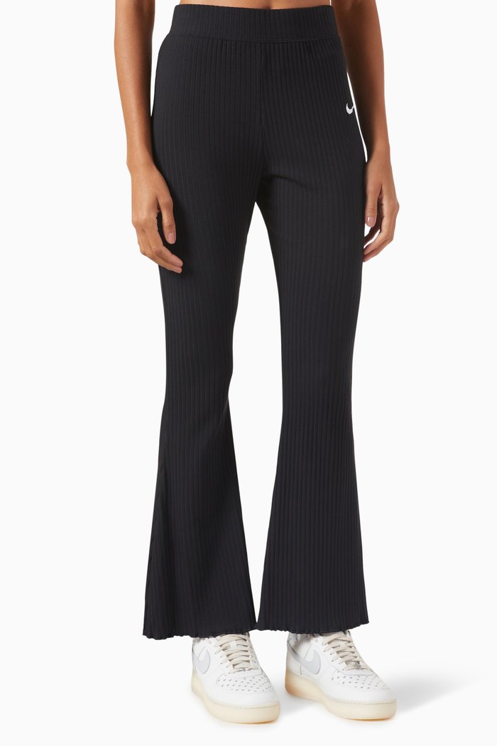 

Sportswear High-rise Pants in Ribbed Jersey, Black