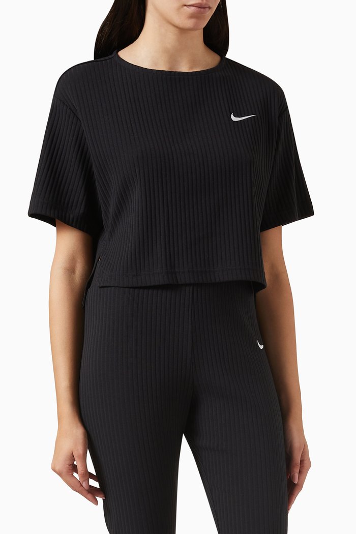 

Oversized Crop Top in Knit, Black