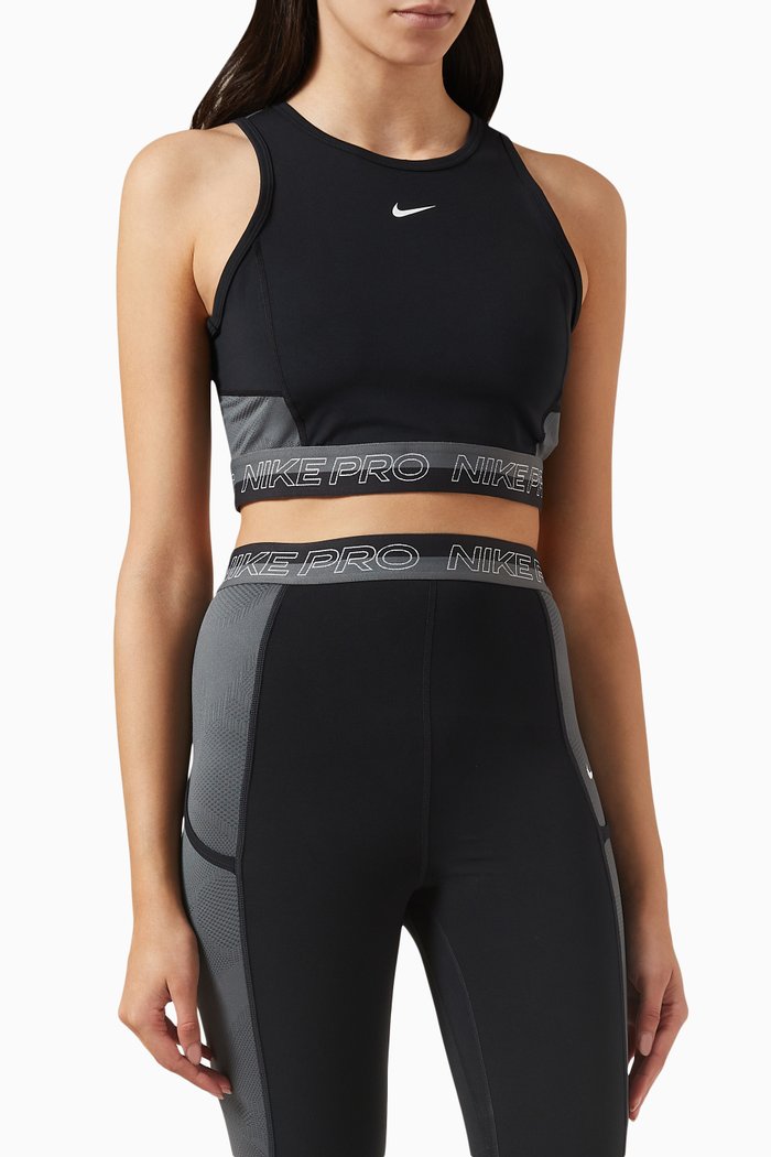 

Pro Dri-Fit Training Crop Top in Jersey & Mesh, Black