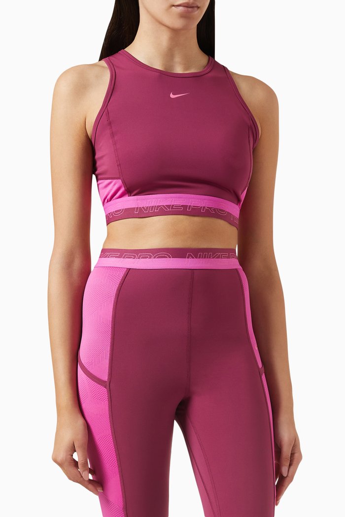 Pro Dri-Fit Training Crop Top in Jersey & Mesh, Pink