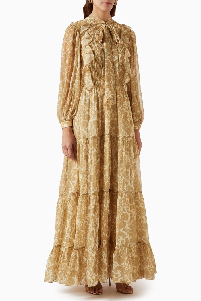 

Calligra Maxi Dress in Chiffon, Neutral