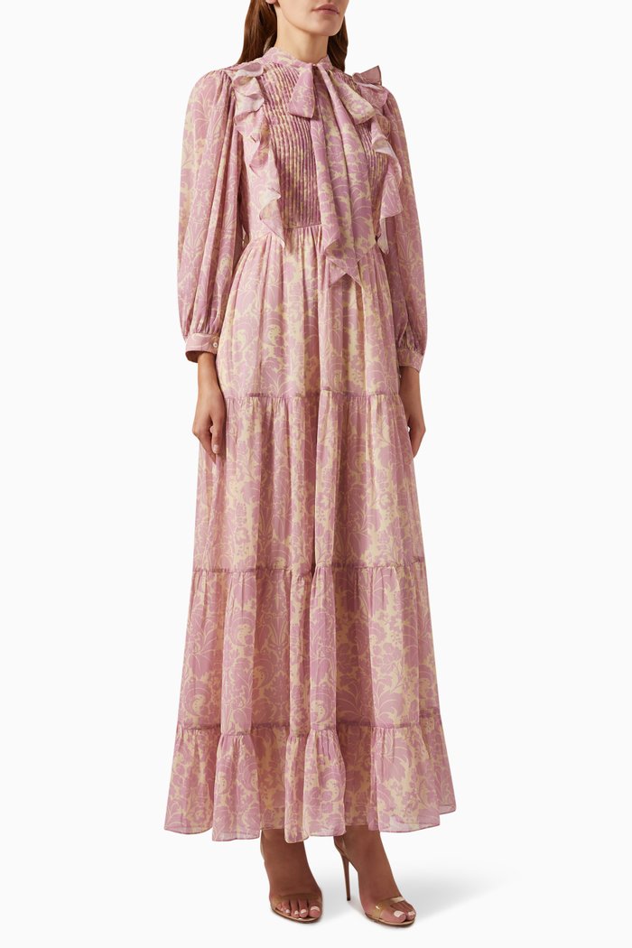

Calligra Maxi Dress in Chiffon, Pink