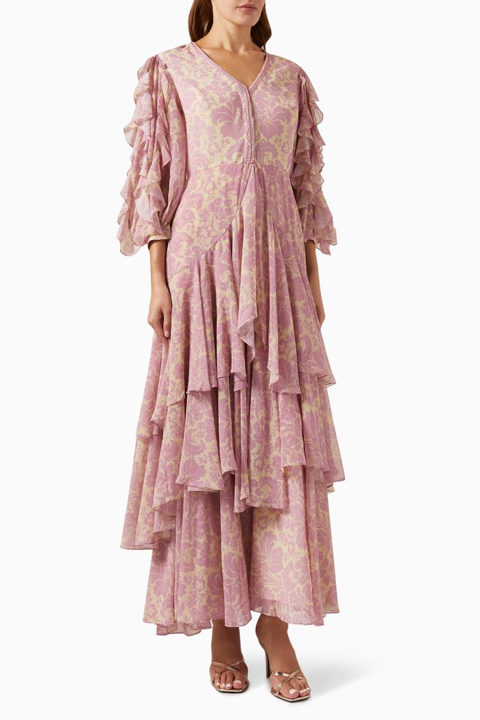 

Calligra Maxi Dress in Chiffon, Pink