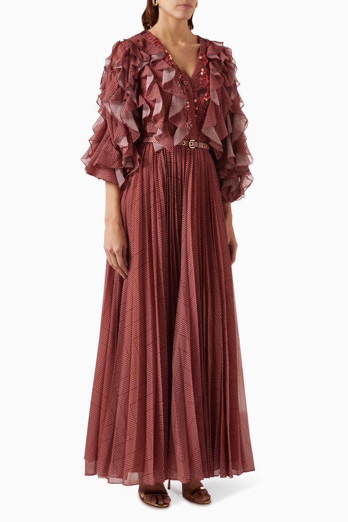 Occasion Maxi Dress in Chiffon, Red