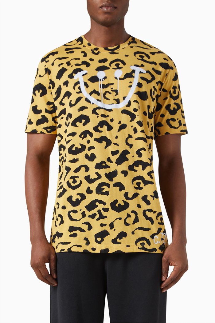 

Printed T-shirt in Cotton Jersey, Yellow
