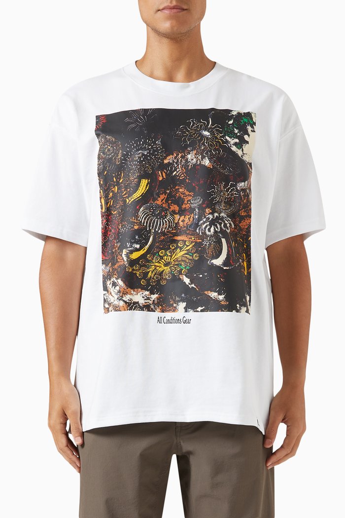 

ACG Graphic Print T-shirt in Poly-cotton Blend, White