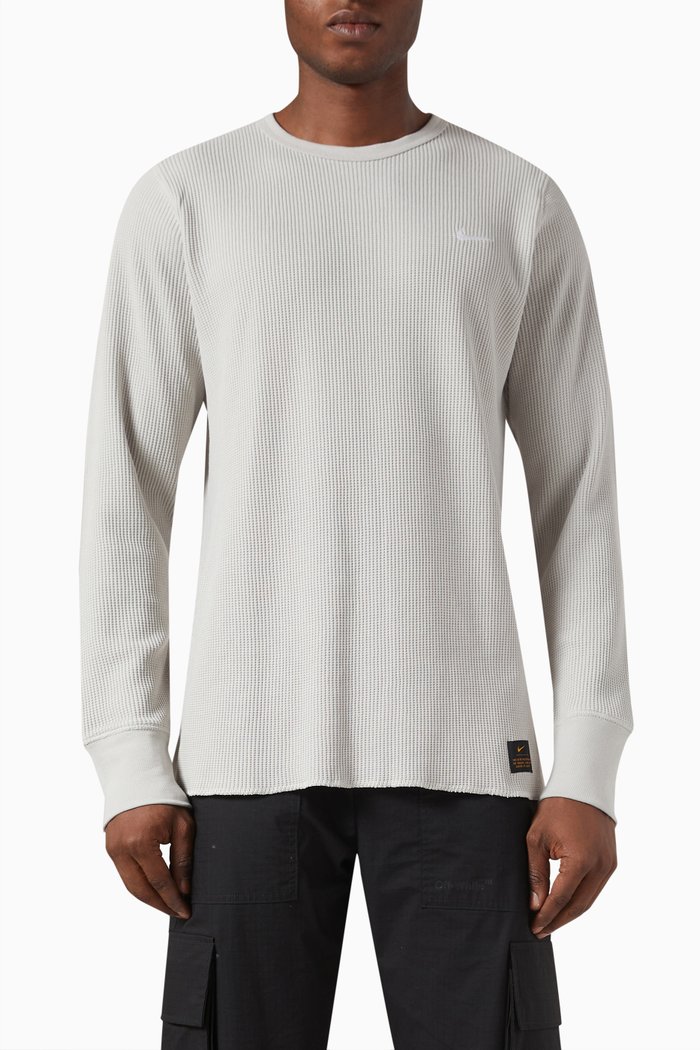 

Long Sleeve T-shirt in Waffle Knit, Grey