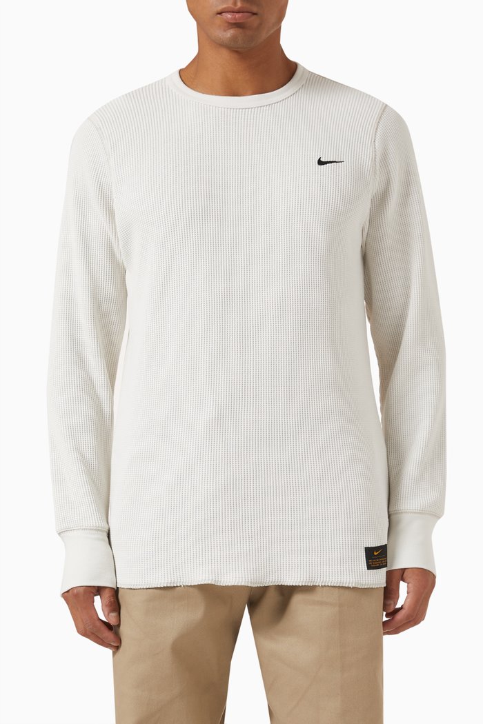 Long Sleeve T-shirt in Waffle Knit, Neutral