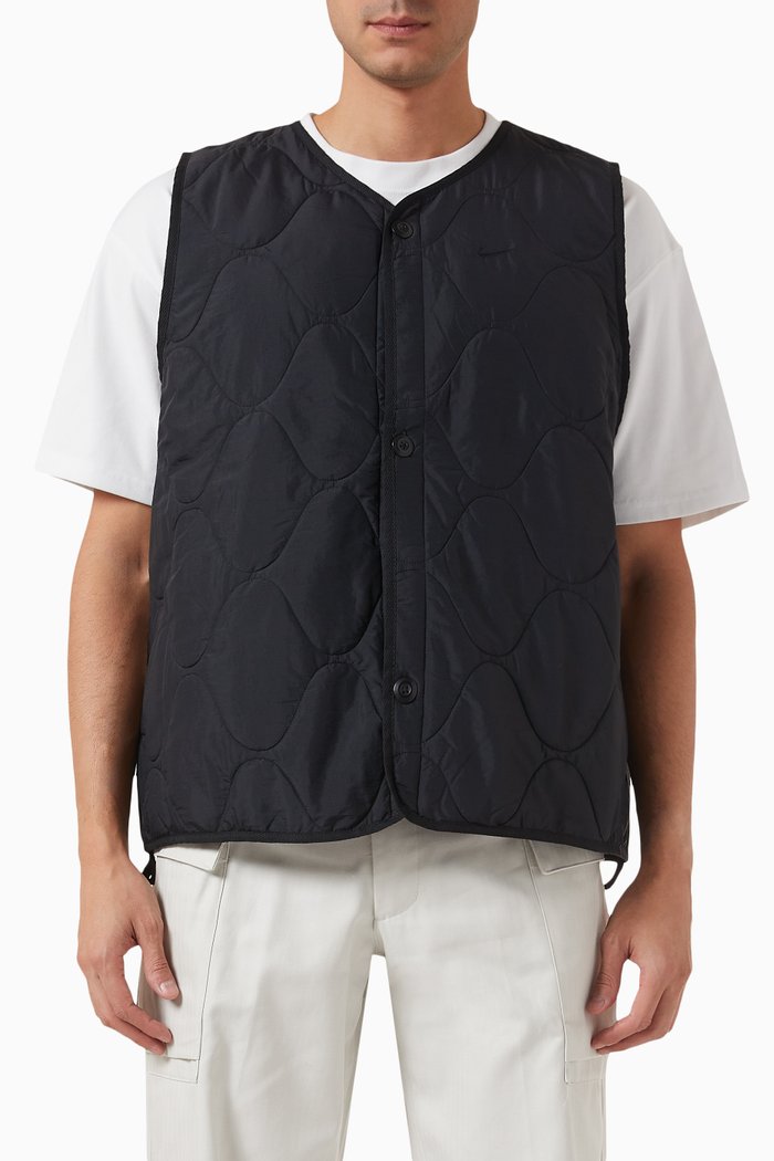 

Insulated Military Vest in Quilted Nylon, Black