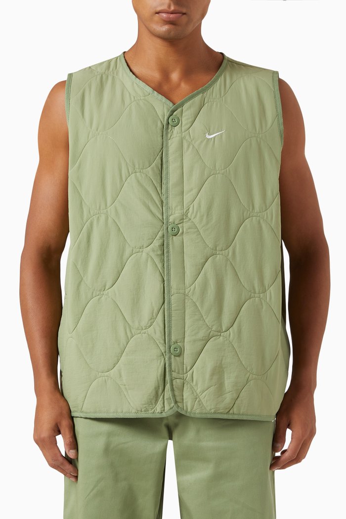 

Insulated Military Vest in Quilted Nylon, Green