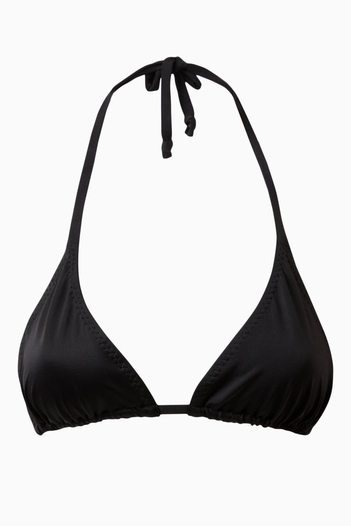 String Bikini Top in 4-way stretch Nylon Lycra, Black